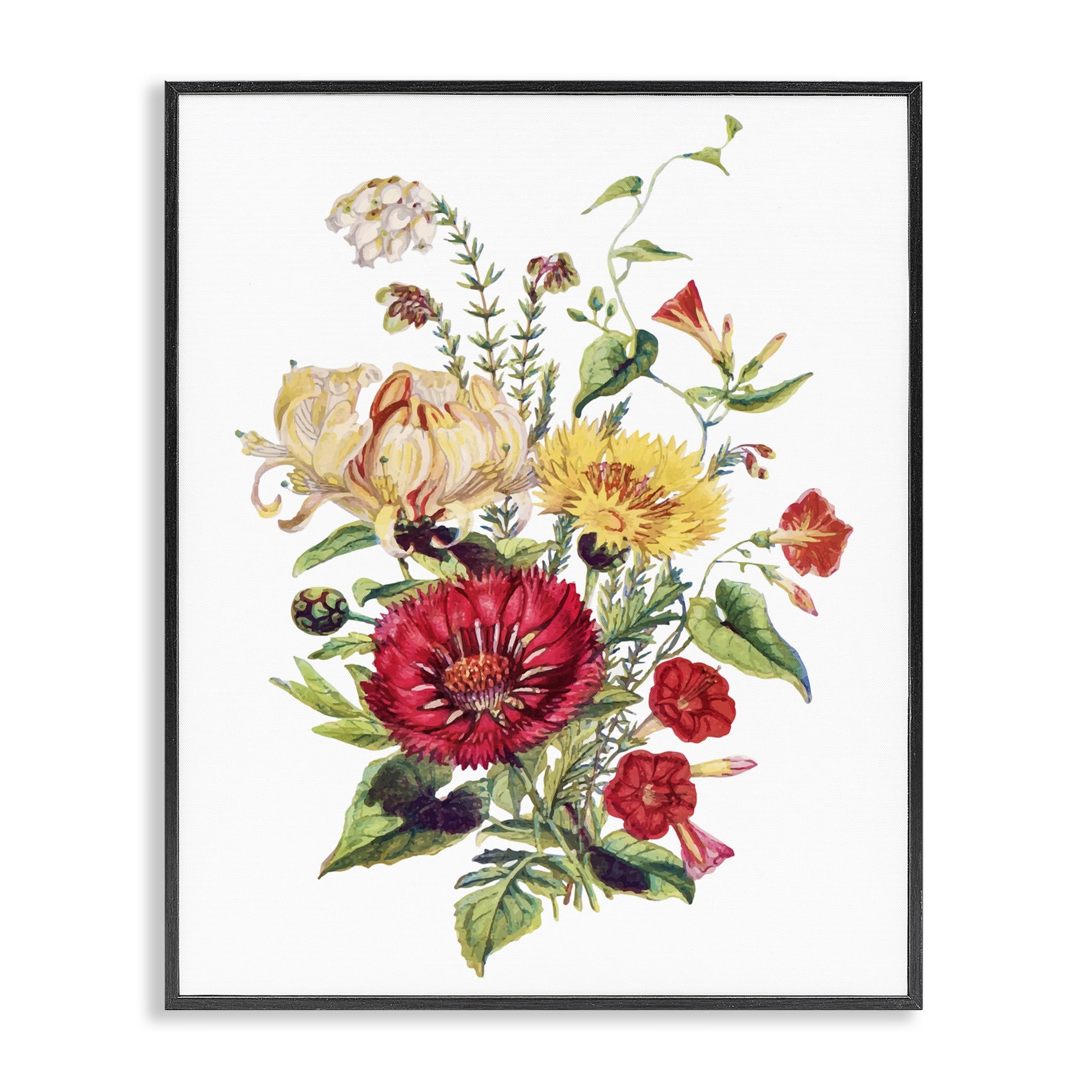 Bundle Of Wild Florals Black Framed Giclee Art, design by Lettered and Lined