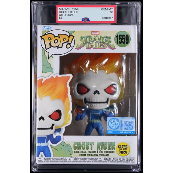 Bundle with PSA 10 GEM MINT Graded Ghost Rider (GITD Special Edition) #1559 Marvel Strange Tales Collectible Vinyl Figure - Fully Encapsulated with Compatible Funko Pop! PSA Hard Protector Case