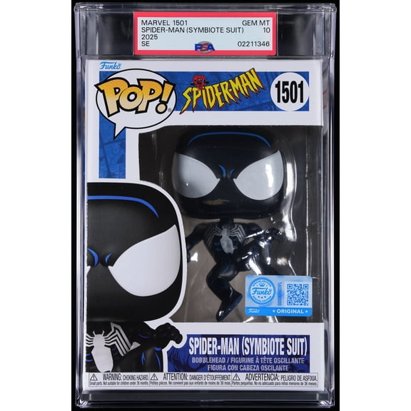 Bundle with PSA 10 GEM MINT Graded Spider-Man (Symbiote Suit) #1501 Marvel Spider-Man Collectible Vinyl Figure - Fully Encapsulated with Compatible Funko Pop! PSA Hard Protector Case
