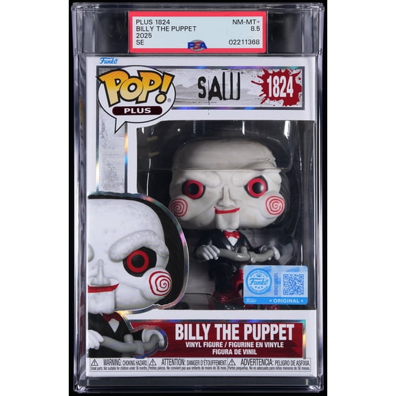 Bundle with PSA 8.5 NM-MT+ Graded Billy The Puppet #1824 Saw Collectible Vinyl Figure - Fully Encapsulated with Compatible Funko Pop! PSA Hard Protector Case