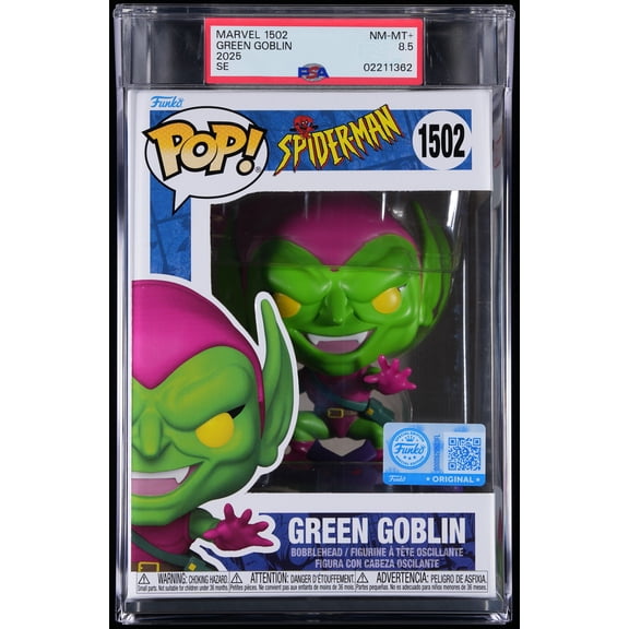 Bundle with PSA 8.5 NM-MT+ Graded Green Goblin #1502 Marvel Spider-Man Collectible Vinyl Figure - Fully Encapsulated with Compatible Funko Pop! PSA Hard Protector Case
