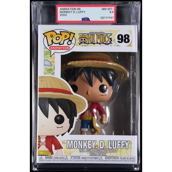 Bundle with PSA 8.5 NM-MT+ Graded Monkey D. Luffy #98 One Piece Collectible Vinyl Figure - Fully Encapsulated with Compatible Funko Pop! PSA Hard Protector Case