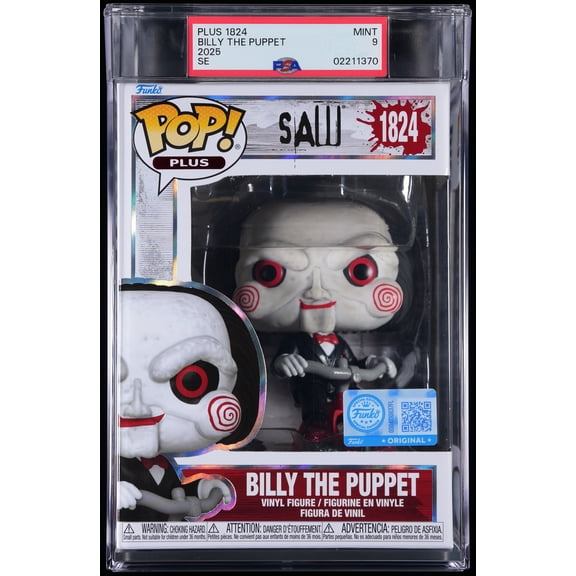 Bundle with PSA 9 MINT Graded Billy The Puppet #1824 Saw Collectible Vinyl Figure - Fully Encapsulated with Compatible Funko Pop! PSA Hard Protector Case
