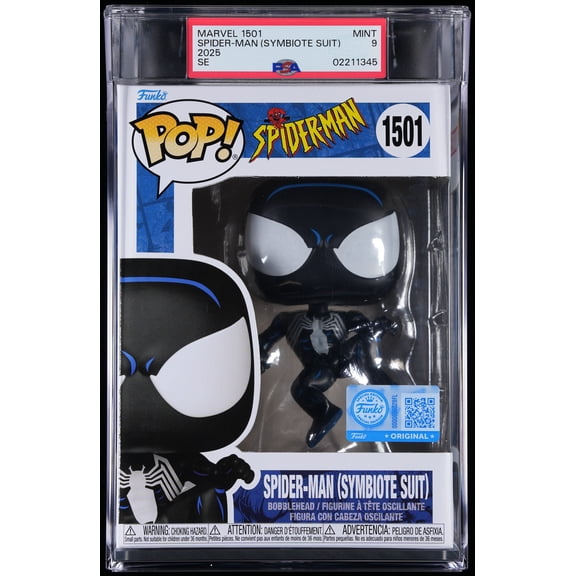 Bundle with PSA 9 MINT Graded Spider-Man (Symbiote Suit) #1501 Marvel Spider-Man Collectible Vinyl Figure - Fully Encapsulated with Compatible Funko Pop! PSA Hard Protector Case