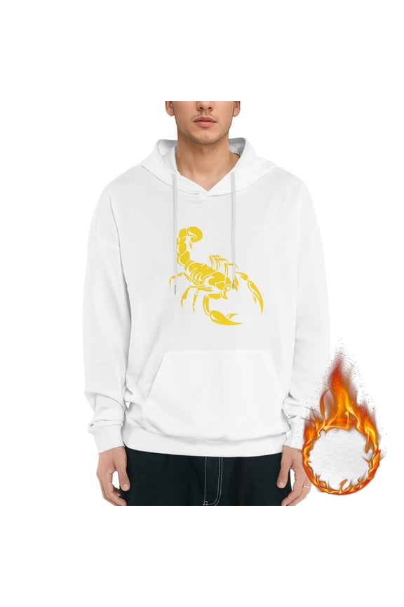 Bundle Scorpion Animal Graphic Hoodies for Men Letter Print Long Sleeve Casual Streetwear Pullover Sweatshirt with Pocket mens Ecosmart Hoodie,White 3XL