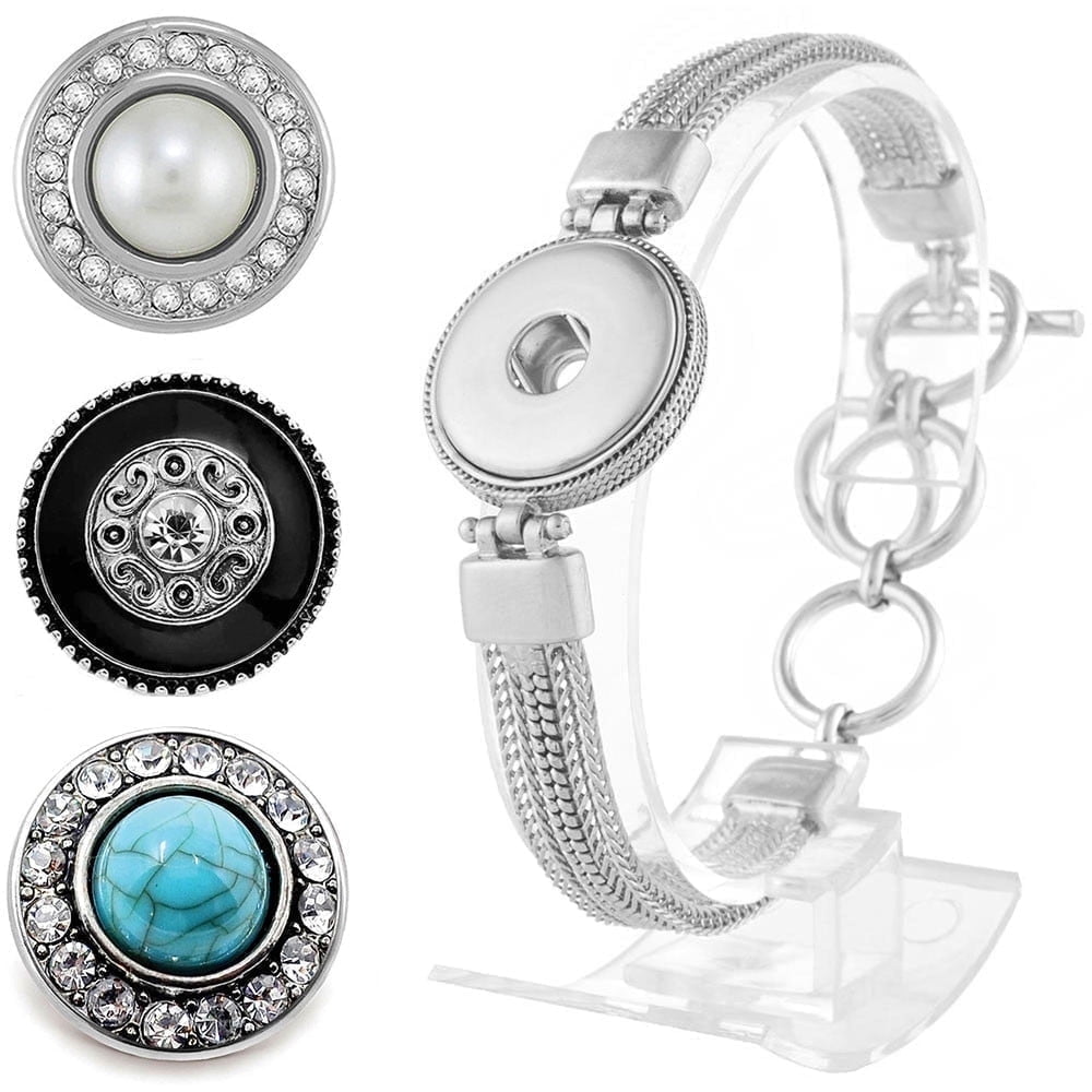 Bundle Set 3 Snap Bracelet Snap Jewelry Fits 18MM 20MM Ginger Charm Buttons