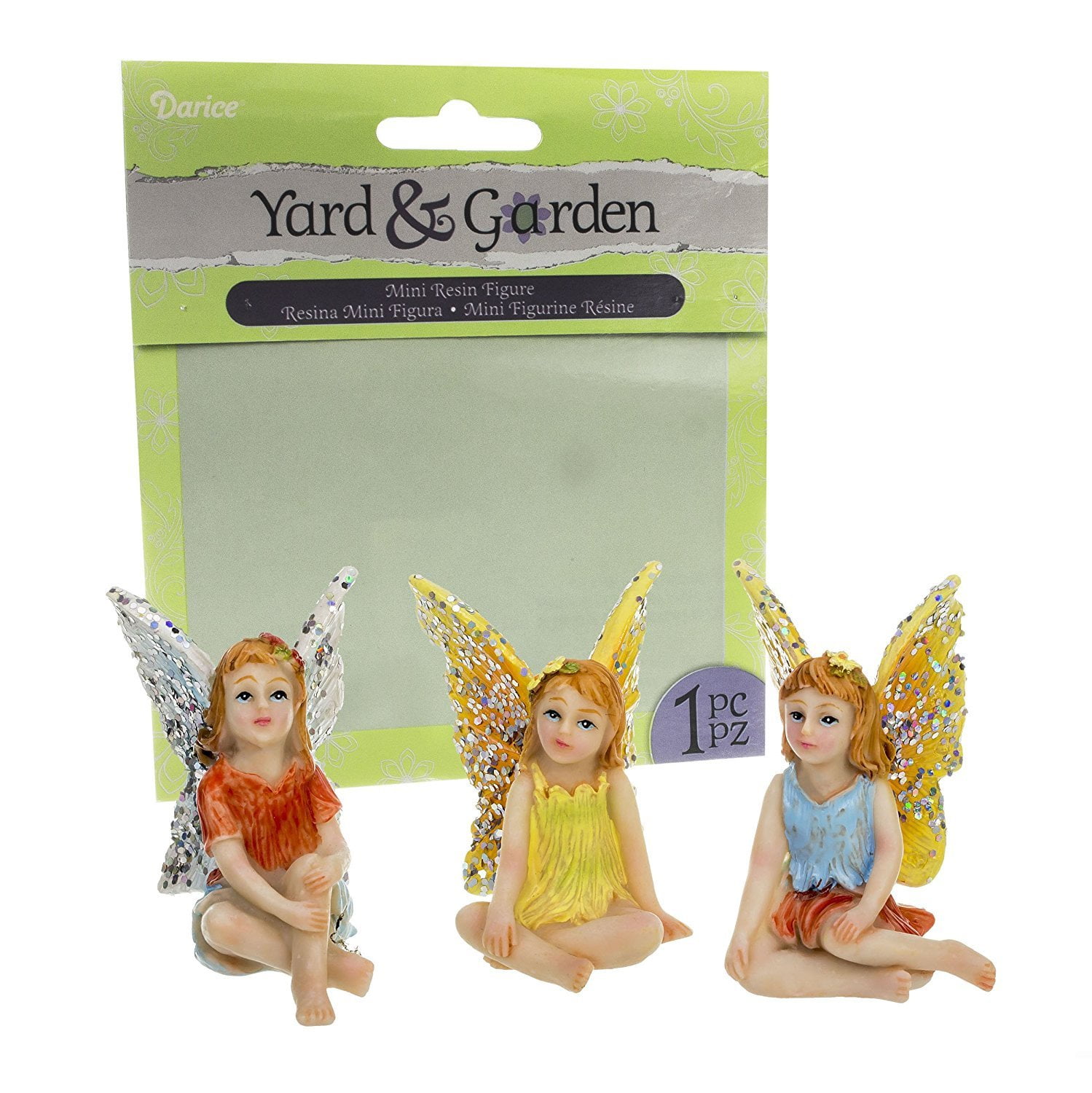Set of 3 Miniature Resin Meditating Fairy Figures