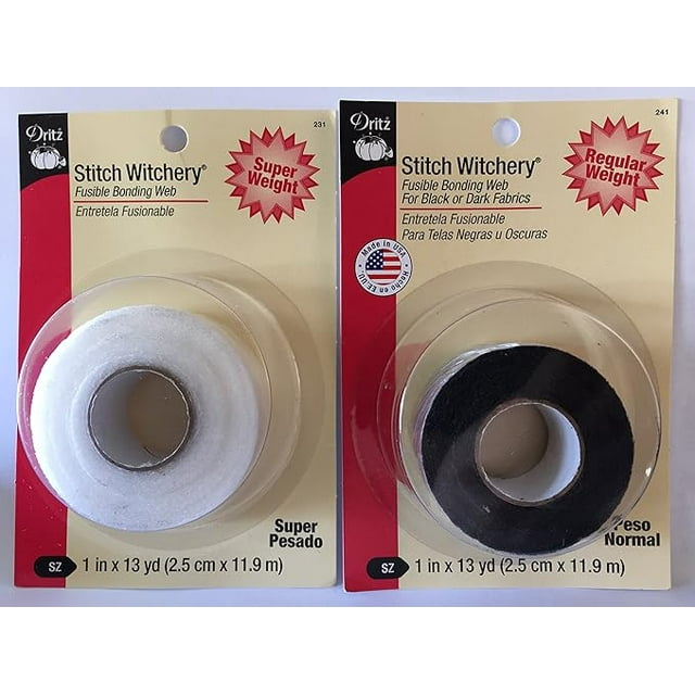 Bundle Stitch Witchery Hemming Tape 1" Super White & 1" Regular Black
