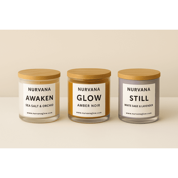 Bundle Trio Amber Noir, White Sage, Lavender, Orchid Soy Candle - Scented Christmas, Birthday, Housewarming Gift - Decorative Holiday Candle