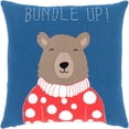 thumbnail image 1 of Bundle Up Bear BUB-001 20"H x 20"W Square Pillow Cover in Navy/Black/White/Camel, 1 of 5