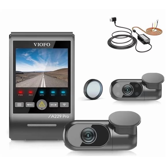 Bundle: VIOFO A229 Pro 3CH + HK4 Hardwire Kit with 8pcs Fuse Tap 4K HDR Dash Cam, Dual STARVIS 2 Sensors, 4K+2K+1080P Front Inside and Rear,