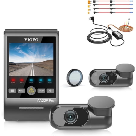 ?Bundle: VIOFO A229 Pro 3CH + HK4 Hardwire Kit with 8pcs Fuse Tap? 4K HDR Dash Cam, Dual STARVIS 2 Sensors, 4K+2K+1080P Front Inside and Rear,