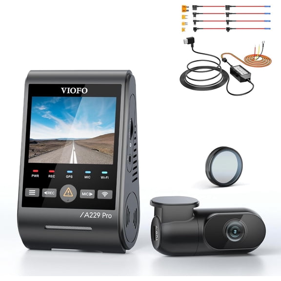 Bundle: VIOFO A229 Pro 4K HDR Dash Cam + HK4 Hardwire Kit with 8pcs Fuse TapDual STARVIS 2 IMX678 IMX675, 4K+2K