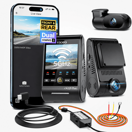 ?Bundle: VIOFO A229 plus 2CH + HK4 Hardwire Kit ? with Dual STARVIS 2 Sensors, 2 Channel HDR, 1440P+1440P Front and Rear,