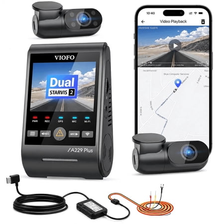 Bundle: VIOFO A229 Plus 3CH Dash Cam + HK4 Hardwire Kit, Front, Rear & Cabin, STARVIS 2, 2K HDR, GPS, 5GHz Wi-Fi, Voice Control