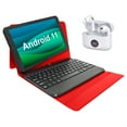 thumbnail image 1 of Bundle Visual Land Prestige 10” 32GB Tablet, Noise Cancellation Earbuds, Keyboard, Red, 1 of 4