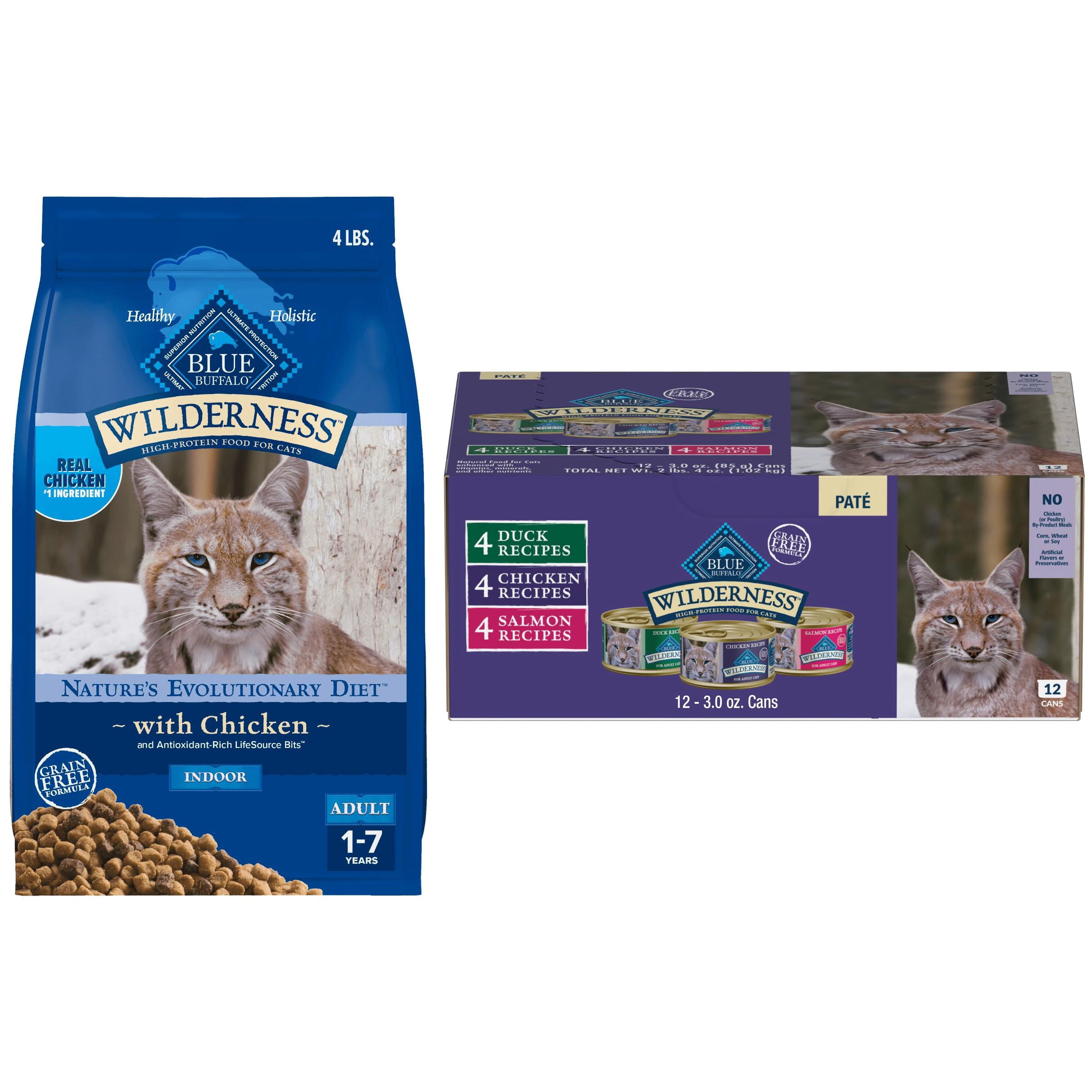 Bundle and Save: Blue Buffalo Wilderness High Protein Grain-Free Chicken Dry Cat Food and High Protein Pate Wet Cat Food