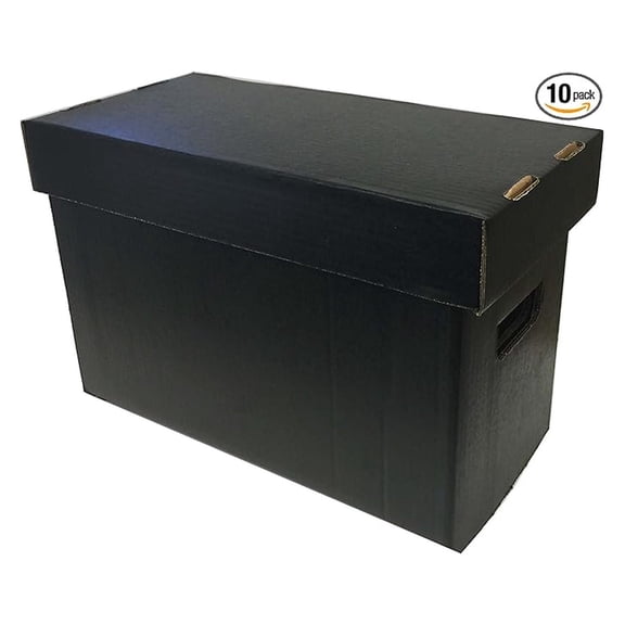 Bundle of 10 Max Pro Brand SHORT Colored Comic Storage Box - Holds 150-175 Comic Books - BLACK
