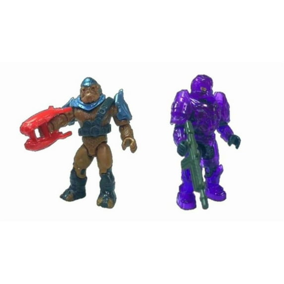 Bundle of 2 |Mega Construx Halo Universe Series 1 Minifigures (Grunt Ultra & Purple Spartan Aster)