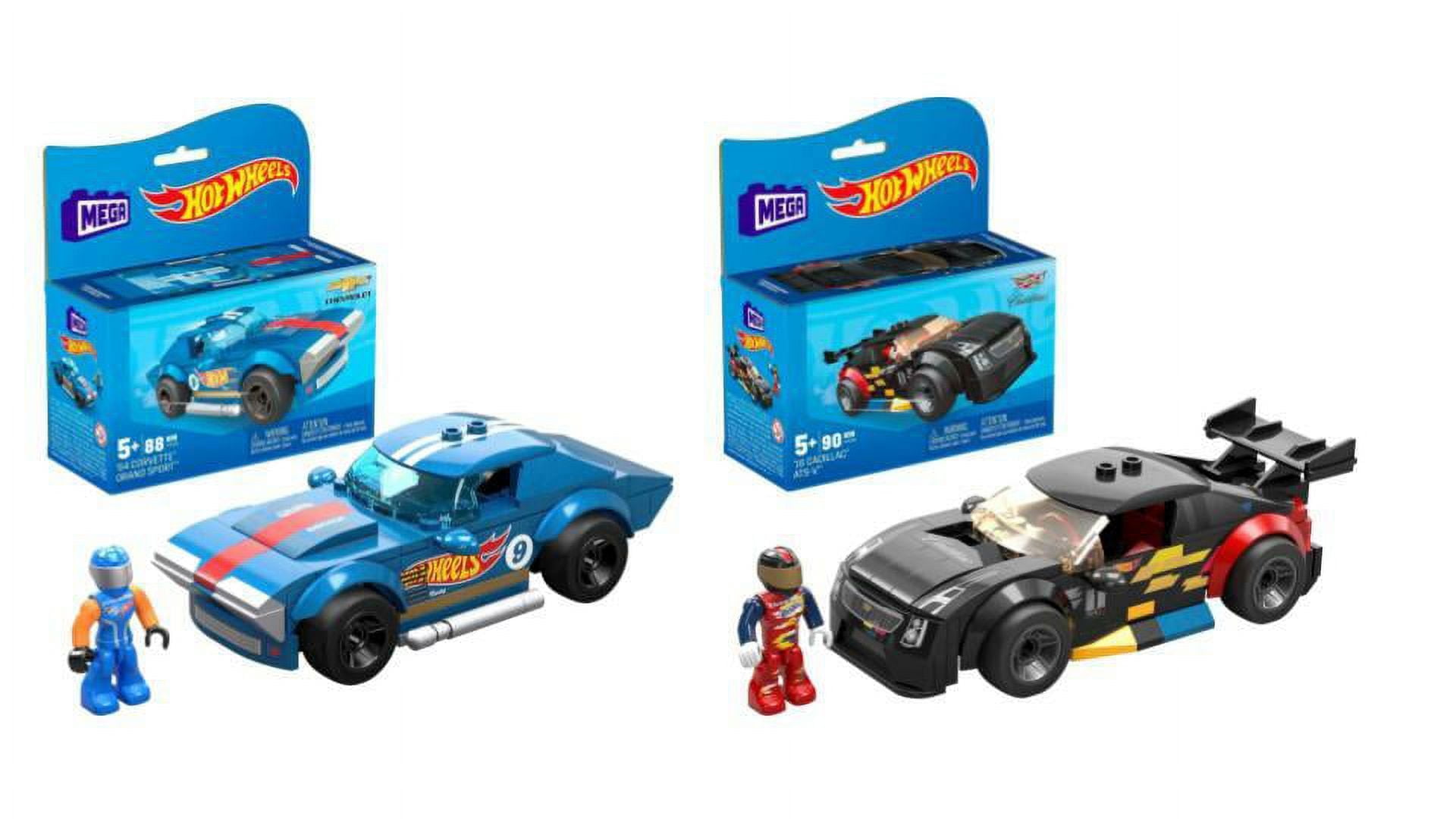 Bundle of 2 |Mega Hot Wheels Real Racecar Building Set (64 Corvette \u0026 16 Cadillac ATS-V R)