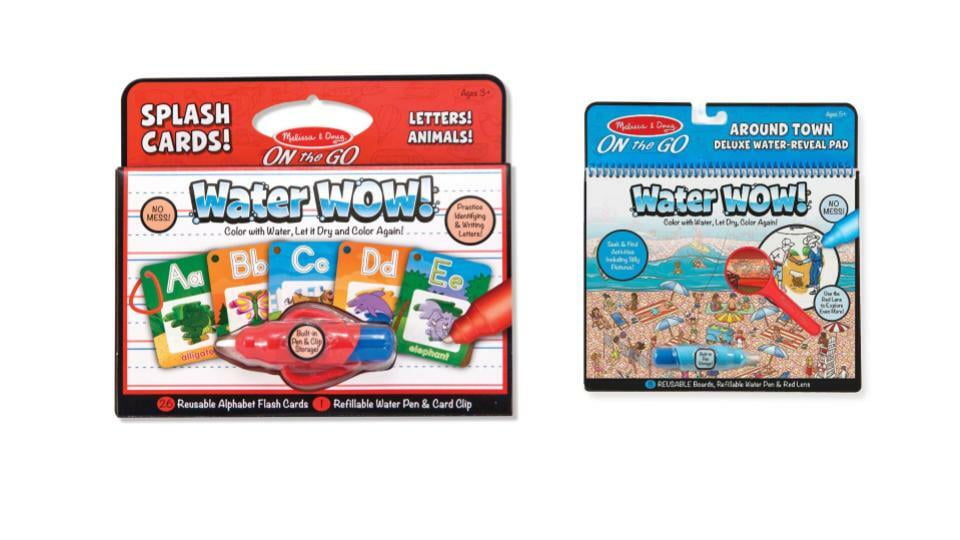 Bundle of 2 |Melissa Doug Water Wow! (Splash Cards Alphabet & Deluxe Water  Revealing Pad Around Town)