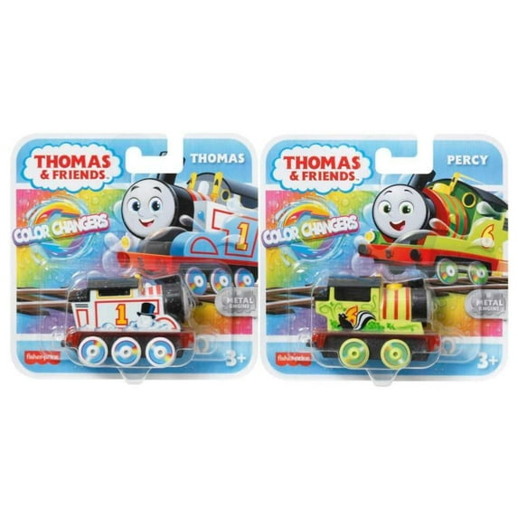 Bundle of 2 | Thomas & Friends Color Changers Metallic Push Along Diecast Engine Toy Train - Thomas & Percy