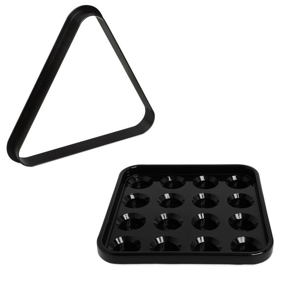 Bundle of 2 items: OKKO Billiard Pool Table Plastic 8 Ball Triangle Rack & OKKO Plastic Billiard Pool Ball Tray for Standard 2 " Pool Balls