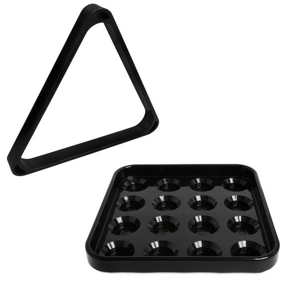 Bundle of 2 items: OKKO Russian Pyramid Table Deluxe Heavy-Duty Plastic Triangle Rack & OKKO Plastic Billiard Ball Tray for 68 mm Balls