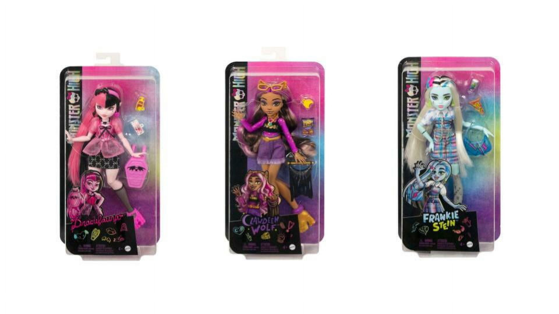 Bundle of 3 Monster High® Dolls (Clawdeen Wolf™ & Frankie Stein™ &  Draculaura™) 