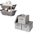 Bundle of 3Pack Closet Storage Boxes & 2Pack Wicker Storage Baskets