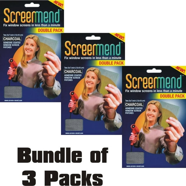 Bundle of 3 Packs - ScreenMend Window/Door Screen Repair Patches - Charcoal (2 Pack)