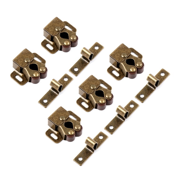 Bundle of 5 Double Roller Cabinet Door Catches Cupboard Closet Catch with Screws Perfect for Home Furniture