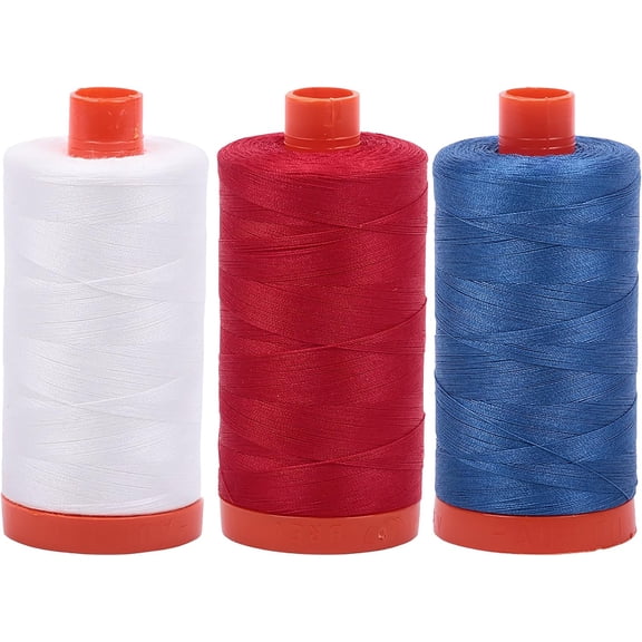 Bundle of 50wt Egyptian Cotton Thread, Large 1422 yard Spools, with and without Empty Thread Case 12 Spool Capacity (3 Spool Bundles, 2021 2312 2314)