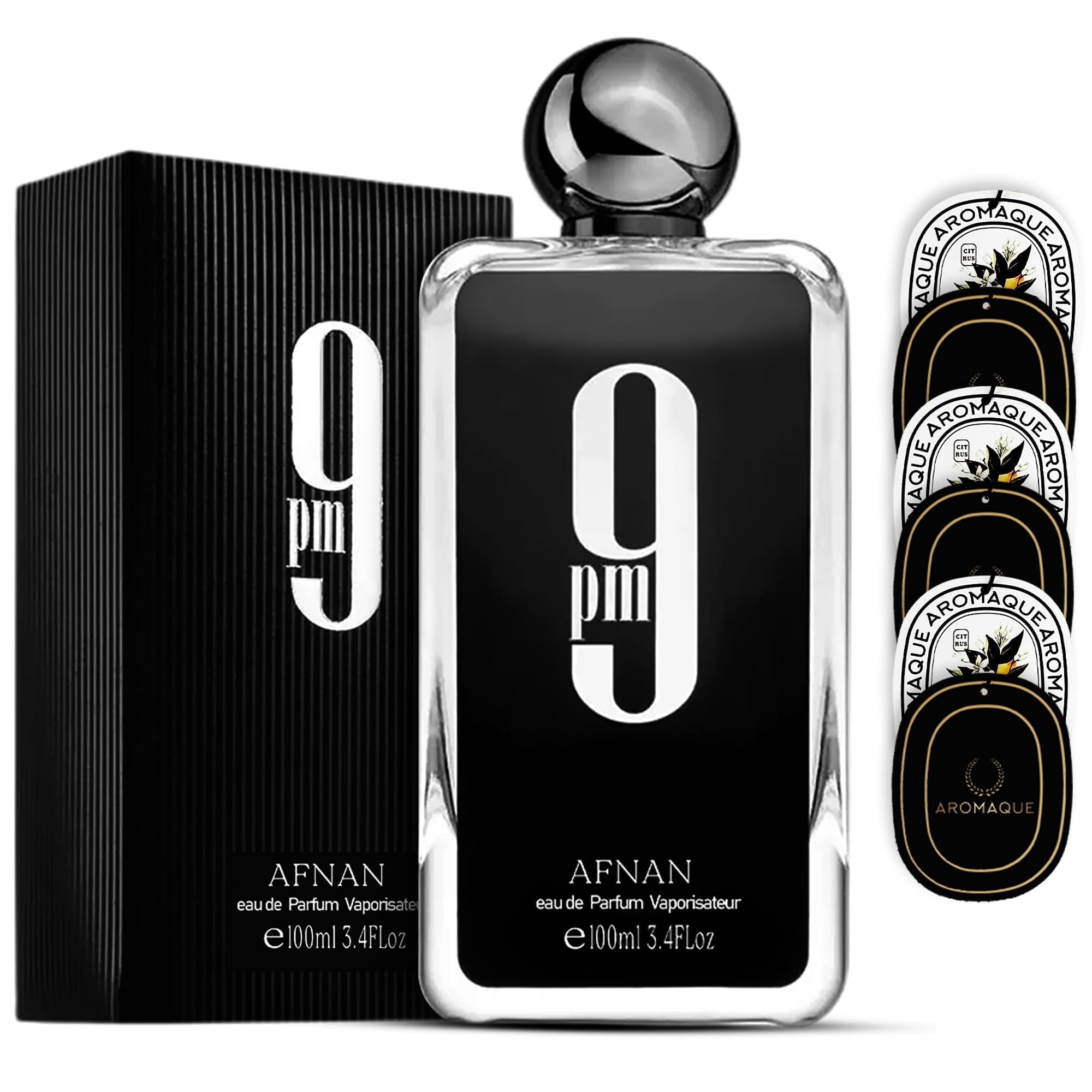 Aromaque Eau de Parfum Afnan 9PM for Men, 3.4 oz, Includes 6