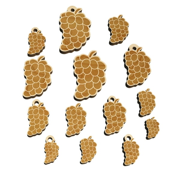 Bundle of Grapes Fruit Solid Wood Mini Charms Shapes DIY Craft Jewelry - No Hole - 12mm (26pcs)