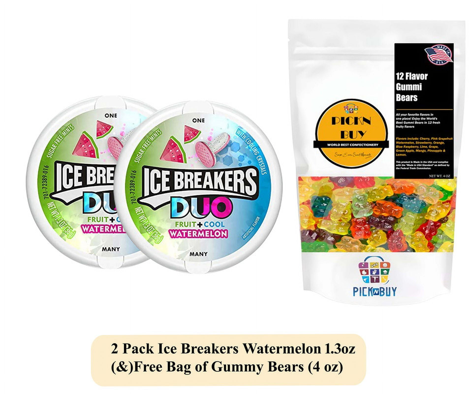 Bundle of ICE BREAKERS DUO Watermelon Flavored Sugar Free Breath Mints