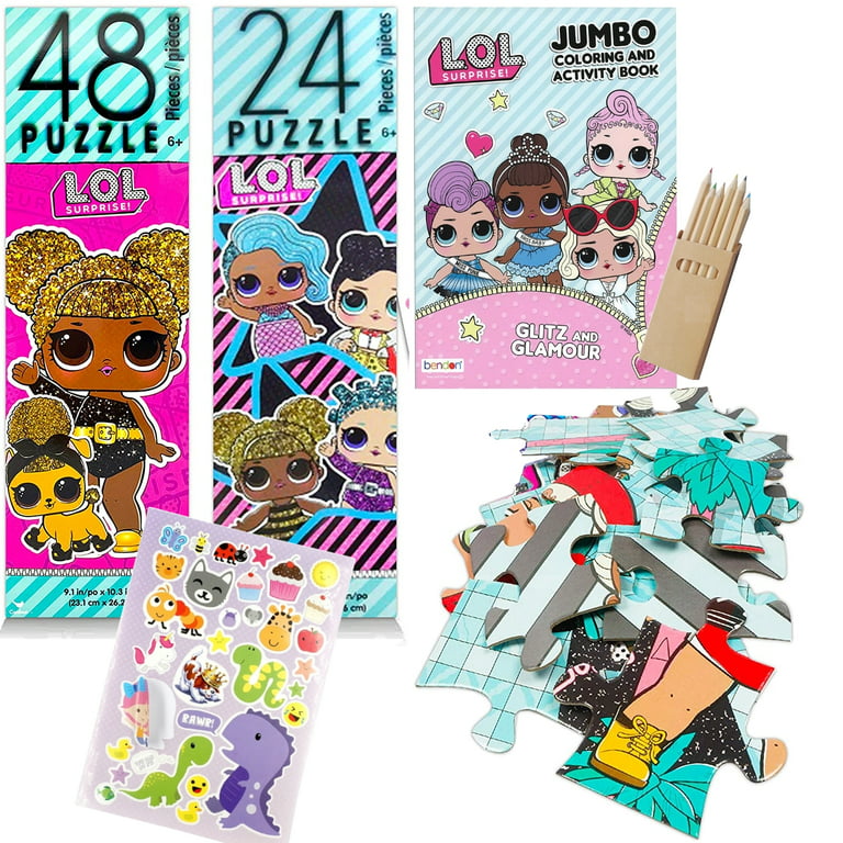 Bundle of LOL Dolls Puzzles Coloring Book and Stickers Jigzaw Puzzle Party  Favors with Furry Friends (LOL Toys and Games)