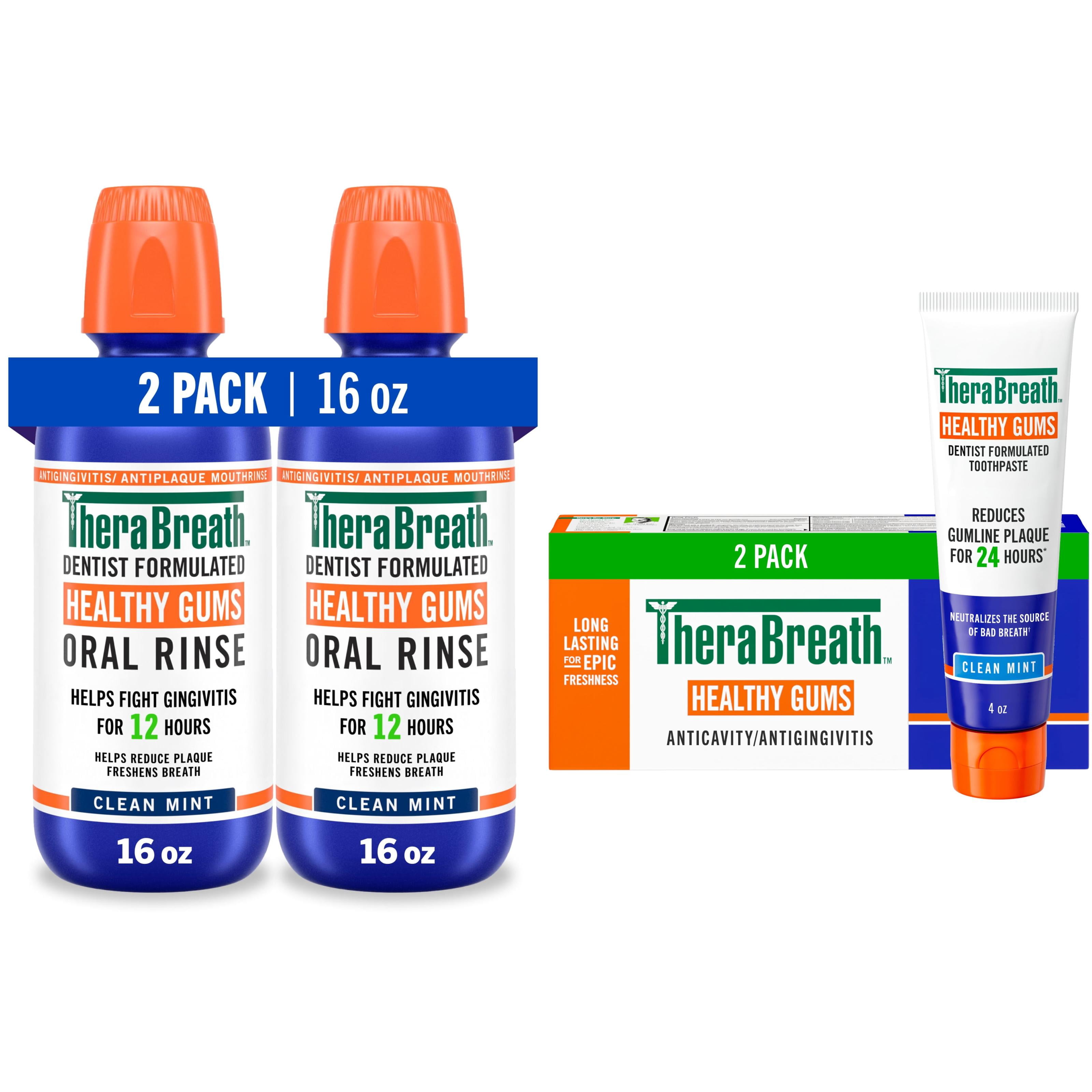 TheraBreath Healthy Gums Toothpaste & Mouthwash Bundle, 2 Pack Toothpaste + 2 Pack Mouthwash