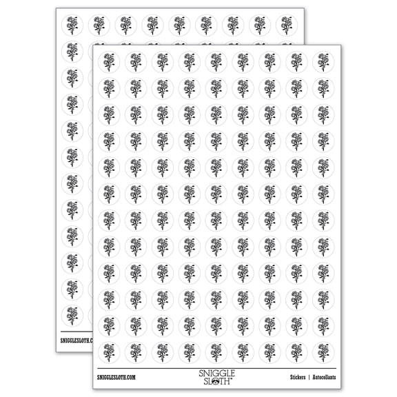 Bundle of Wild Roses 200+ Round Stickers - White - Gloss Finish - 0.50" Size