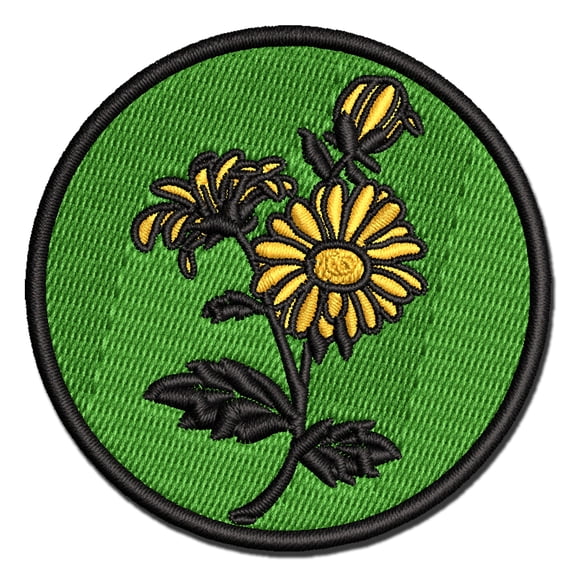 Bundle of Wildflowers Applique Multi-Color Embroidered Iron-On Patch - 2.0 Inch Mini