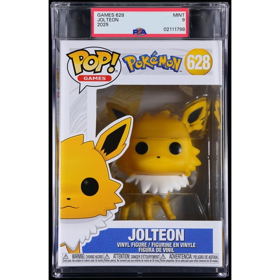 Bundle with PSA 9 MINT Graded Jolteon #628 Pokemon Collectible Vinyl Figure - Fully Encapsulated with Compatible Funko Pop! PSA Hard Protector Case