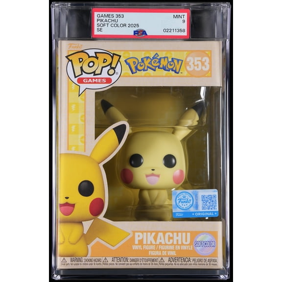 Bundle with PSA 9 MINT Graded Pikachu #353 Pokemon Collectible Vinyl Figure - Fully Encapsulated with Compatible Funko Pop! PSA Hard Protector Case