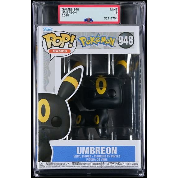 Bundle with PSA 9 MINT Graded Umbreon #948 Pokemon Collectible Vinyl Figure - Fully Encapsulated with Compatible Funko Pop! PSA Hard Protector Case