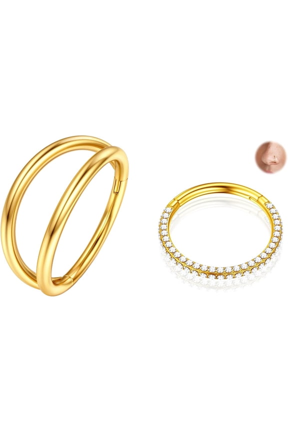 Bundle with Triple-Sided Clear CZ Nose Ring