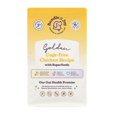 Bundle x Joy Golden Gut-Friendly Cage-Free Chicken Flavor Dry Dog Food, 4 lb Bag