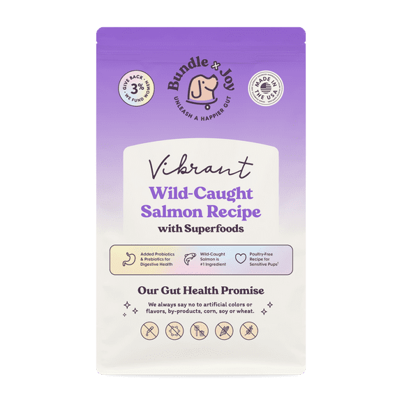 Bundle x Joy Vibrant Gut-Friendly Wild-Caught Salmon Flavor Dry Dog Food, 12 lb Bag