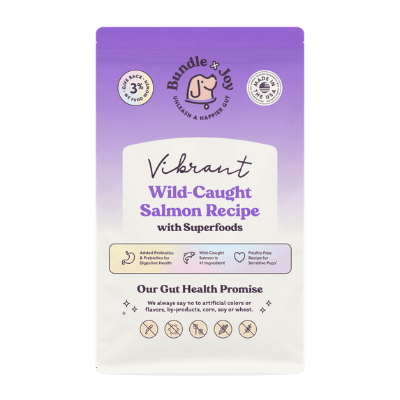 Bundle x Joy Vibrant Gut-Friendly Wild-Caught Salmon Flavor Dry Dog Food, 18 lb Bag