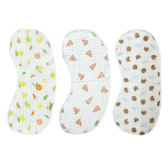 Bundled Baby Bamboo Muslin Baby Burp Cloth Bibs, For Boys and Girls, 3-Pack