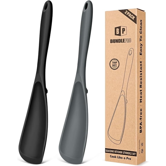 Bundlepro Silicone Cooking Spoons 2 Pack, Multifunction BPA-Free Bulge ...