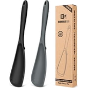 Bundlepro 2 Pack Silicone Cooking Spoons with Bulge, Multifunction Spatula Spoon Set,Black+Gray